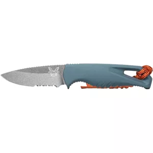 Benchmade Intersect Fixed Blade Knife 2.68" Partially Serrated Drop Point CPM MagnaCut Stonewashed Blade Santoprene Handle Depth Blue