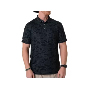 Burlebo Men's Performance Short Sleeve Polo Black Camo Medium