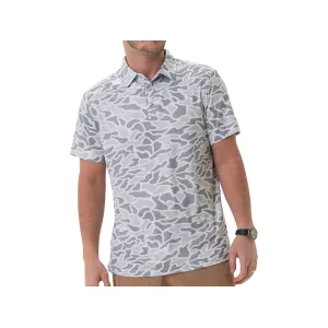 Burlebo Men's Performance Short Sleeve Polo White Camo 2XL