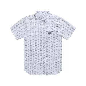 Burlebo Men's Performance Short Sleeve Shirt Ducks and Calls White Medium