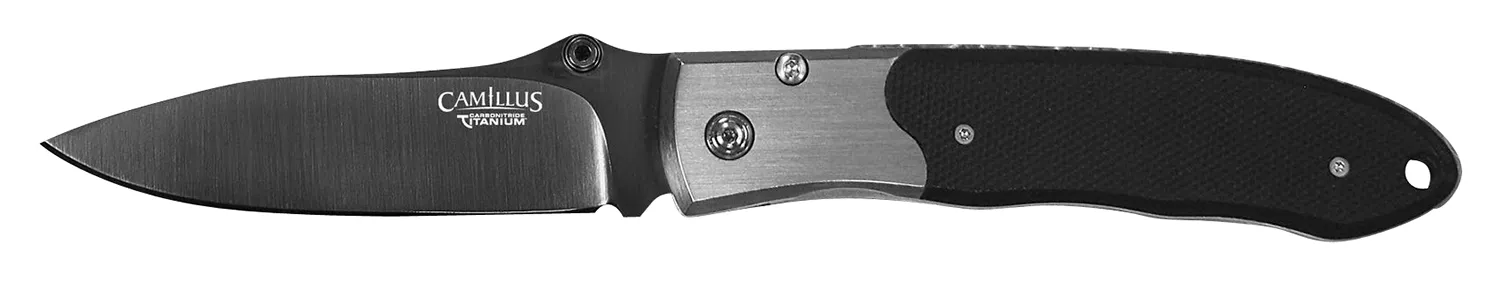 Camillus 18671 Pristine3" Folding Drop Point Plain Black VG-10 Carbonitride Titanium Blade, Black/Silver G10/SS Handle
