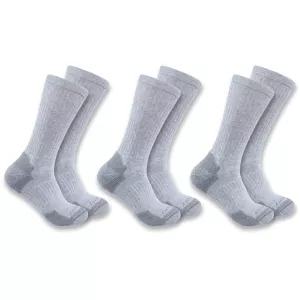 Carhartt Men's Midweight Crew Socks Gray Large 3 Pack