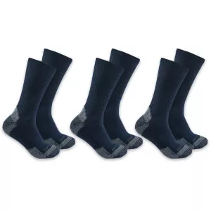 Carhartt Men's Midweight Crew Socks Navy Large 3 Pack