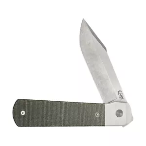 Case Longhouse Pocket Knife 3" Modified Clip Point CPM 20CV Stonewashed Blade Micarta Handle OD Green