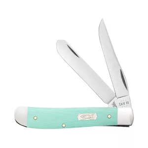 Case Mini Trapper Pocket Knife 2.75" Clip/Spey Tru-Sharp Stainless Blade G-10 Handle Sea Foam