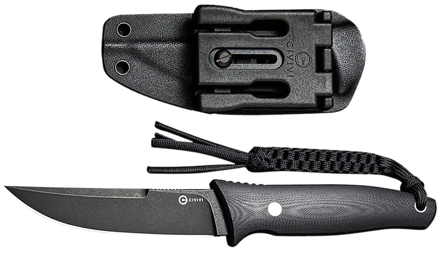 Civivi Knives C19046-3 Tamashii4.07" Fixed Straight Back Plain Black Stonewashed D2 Steel Blade, 4.73" Black Textured G10 Handle
