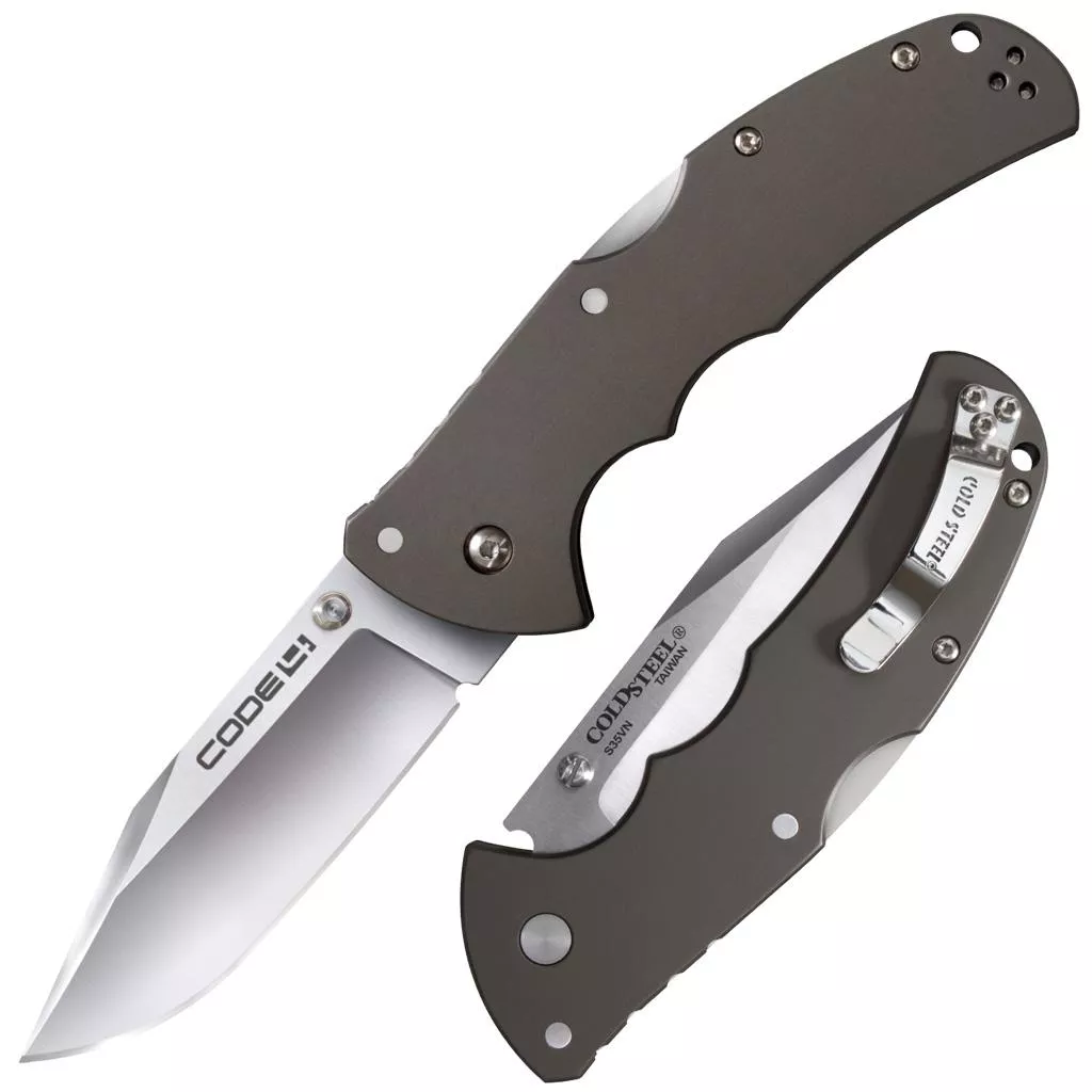 Cold Steel Code-4 Clip Point Lockback Knife- 3-1/2" Blade Satin