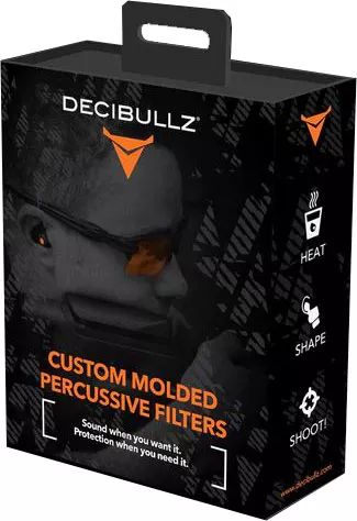 Decibullz Custom Molded Percusive Shooting Filter Earplugs, Black (FLTR-SHO-BLK)