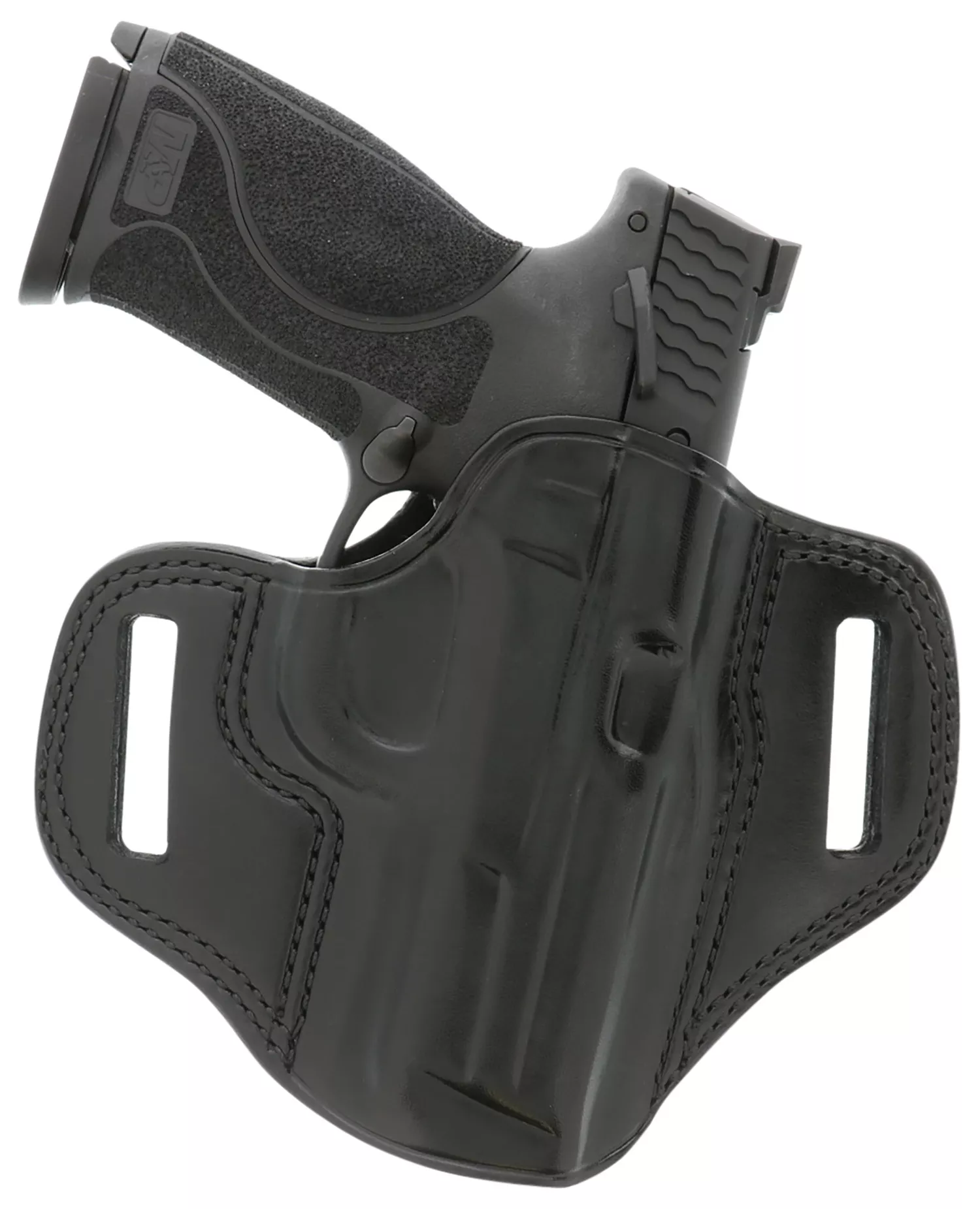 Galco CM224B Combat MasterOWB Black Leather Belt Slide Compatible w/Ruger Security-9/Glock 17/Glock 22 Gen2-5 Belt 1.75" Wide Right Hand