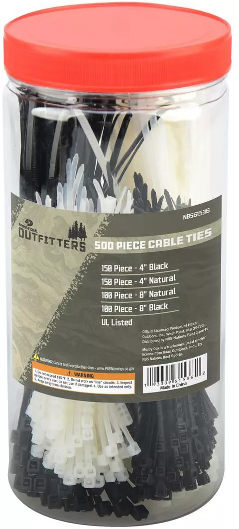 Mossy Oak Outfitters 500pc Assorted Cable Tie Canister (61536)