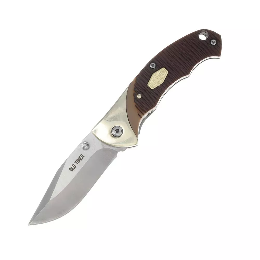 Old Timer Clip Folding Knife 2-3/4" Clip Point Blade Brown