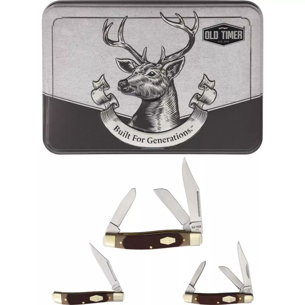 Old Timer Folding Knife Set with Tin