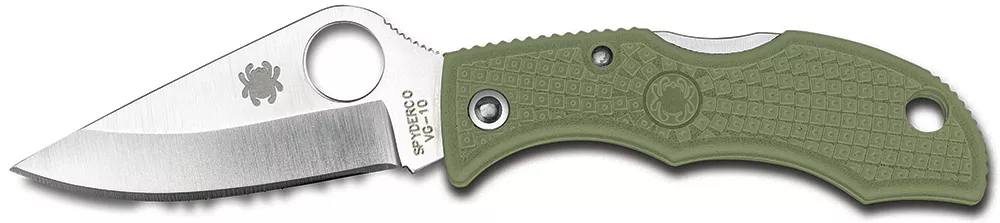 Spyderco LFGP3 Ladybug 31.94" Folding Clip Point Plain VG-10 SS Blade Foliage Green FRN Handle