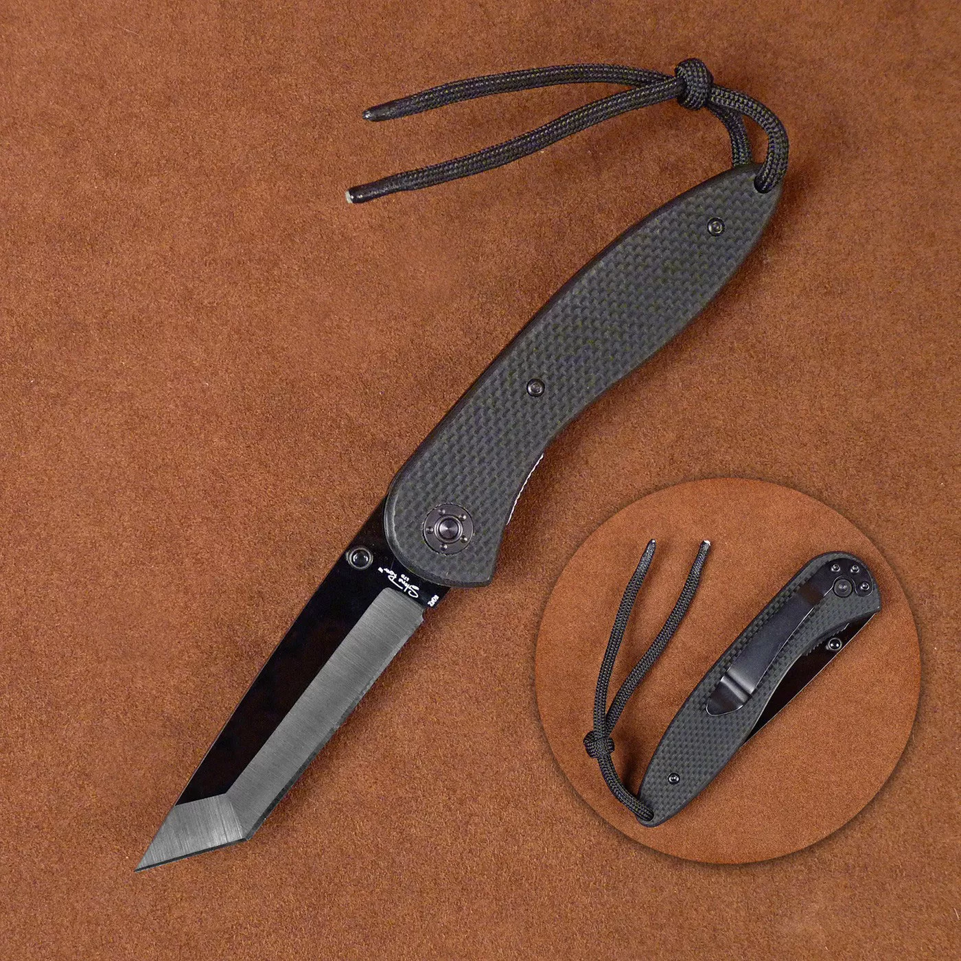 Stone River Gear Black Ceramic Tanto Folding Knive (GLT)
