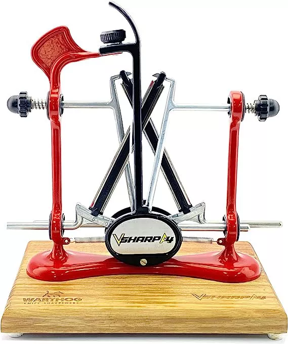 Warthog V-Sharp A4 Elite Knife Sharpener w/Blackwood Base, Red (EA4RD)
